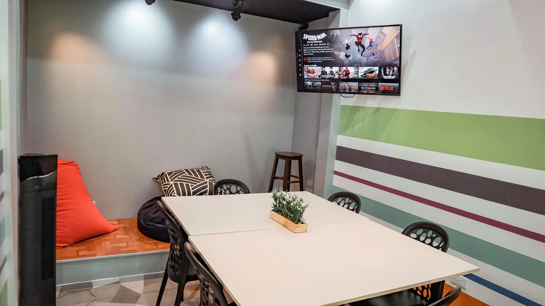Conference room with a screen