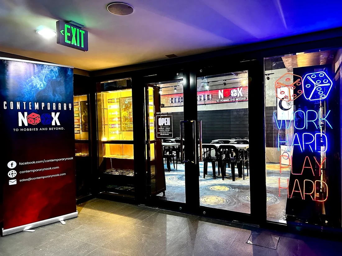 Contemporary Nook storefront at night